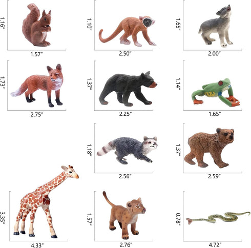 20Pcs Small Plastic Animals Figures - Rain Forest Animals Figures, Animals Toys, Nocturnal Animals Educational Toys for Science Project Cake Party...