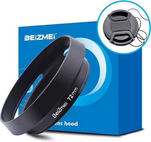 72mm Lens Hood,72mm Metal Camera Lens Hood Compatiable All Brands Ø Lenses with 72mm Filter Thread+72mm lens cap...