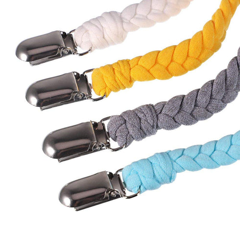 4 Pieces Pacifier Clips for Infant Boys and Girls Universal Pacifier Holder Hand-Made Braided Soothie Leash for All Pacifiers Teething Drool Bibs ...