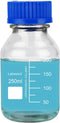 Round Media Storage Bottles with GL45 Blue Screw Cap, Borosilicate Glass Clear Wide Mouth Graduated Round Reagent Media Storage Lab Glass Bottle, ...