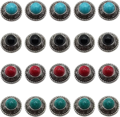 20pcs Retro Imitation Turquoise Big Eye Carving Decorative Conchos Screw Back Buttons DIY Leather Goods Craft Accessories?Mix?...