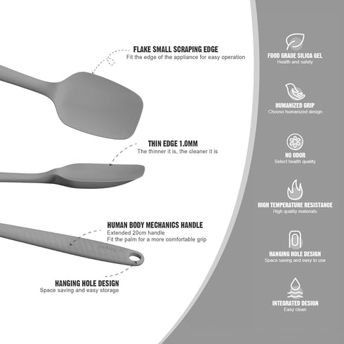 Permanent Warranty Silicone Large Spoonila 1 PCS Heat Resistant Silicone Spatula Cooking for Nonstick Cookware Kitchen Gadgets Large Spoonila Grey...