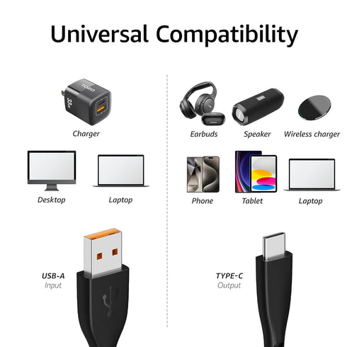 TOZO USB-C to USB-A Charging Cable HT1 HT2 Headphone T6 T10 A1 T12 A3 A2 OpenEgo OpenBuds NC2 NC7 NC9, W1 W3 Wireless Charger, PA2 PA1 Speaker, Al...