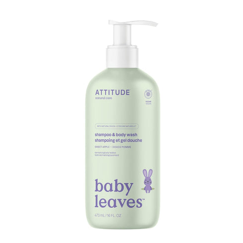 ATTITUDE 2-in-1 Shampoo and Body Wash for Baby, EWG Verified, Dermatologically Tested, Made with Naturally Derived Ingredients, Vegan, Sweet Apple...