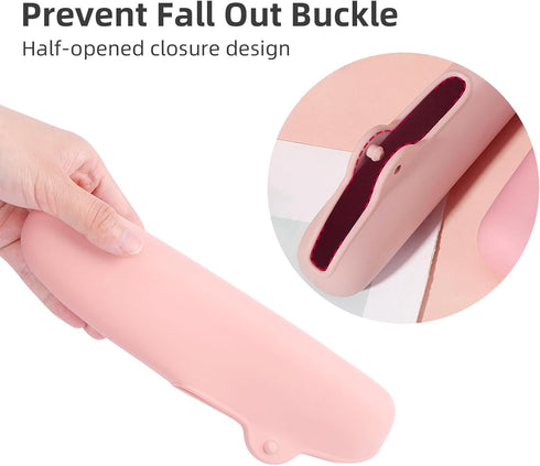 Makeup Brush Holder, Waterproof Silicone Cosmetic Container Brushes Set Protective Storage Case for Travel - Convenient Closure No Zipper, Portabl...