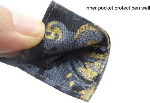 Enyuwlcm Fabric Fountain Pen Case Single Pen Sleeve Holder for Pocket Vintage Pen Cover Black Dragon 1 Pack...