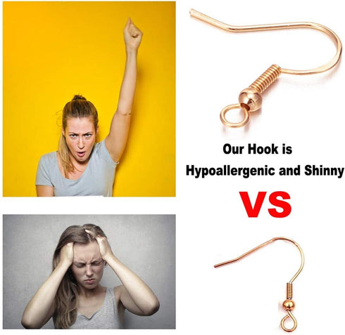 Earring Hooks for Jewelry Making - 120 pcs/60 Pairs Hypoallergenic 14K Gold Ear Wires Fish Hooks for Jewelry Making, Jewelry findings Parts with 1...