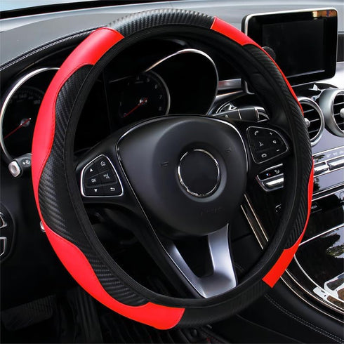 Leather Car Steering Wheel Cover for Men Women, Breathable, Non-Slip, Universal 15 Inch Microfiber Elastic Steering Wheel Protector for Most Cars ...