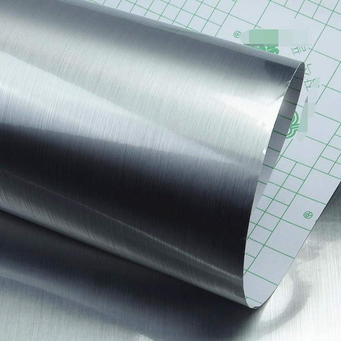 Self Adhesive Metal Look Film Vinyl Waterproof Anti Greasy Counter Top Peel Stick Metallic Gloss Shelf Liner for Kitchen Cabinet 15.6inch by 79inc...