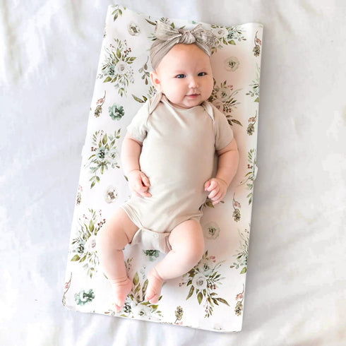 Stretch Ultra Soft Jersey Knit Changing Pad Cover Set 2 Pack, Change Table Pad Covers Fit 32"/34" x 16" Pads Safe and Snug, Stylish Watercolor Ros...