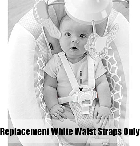 Replacement Parts for Baby Swing - Fisher-Price Revolve Baby Swing FBL70 ~ Set of 2 White Replacement Waist Strap with Male Part of Buckle...