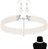 Women's Pearl Jewelry Set Multi Layer Faux Pearl Choker Necklace Earrings 1920s Simulated Pearl Necklace and Earring Set White Jewelry Sets for Wo...