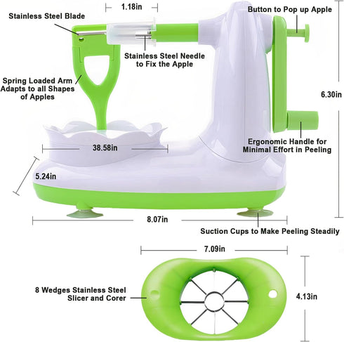 Apple Peeler, 8 Wedges Apple Peeler Slicer Corer, Stainless Steel Blades, Apple Slicer, Apple Corer...