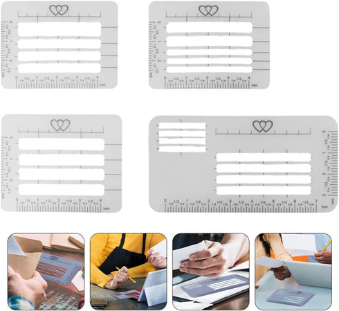 Ciieeo Letter Envelope Addressing Stencil: 4pcs Template Ruler Guide Envelope Addressing Guide Stencil Ruler Straight Guide for Envelopes Brush Pe...