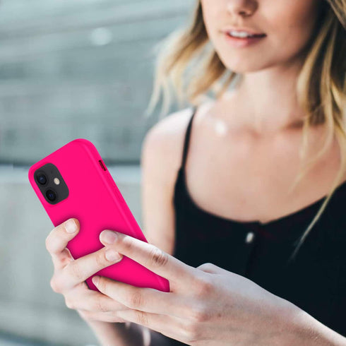 ZUSLAB Nano Silicone Case Compatible with Apple iPhone 12 Mini 2020, Liquid Silicone Rubber Shockproof Soft Full Protection Cover - Neon Pink...