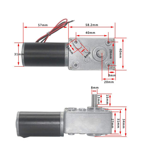 FTVOGUE 24V 10rpm Worm Gear Motor Speed Reduce Electric Motor Reversible Gear Motor for DIY Robot Rotating Table Door Lock Curtain Machine...