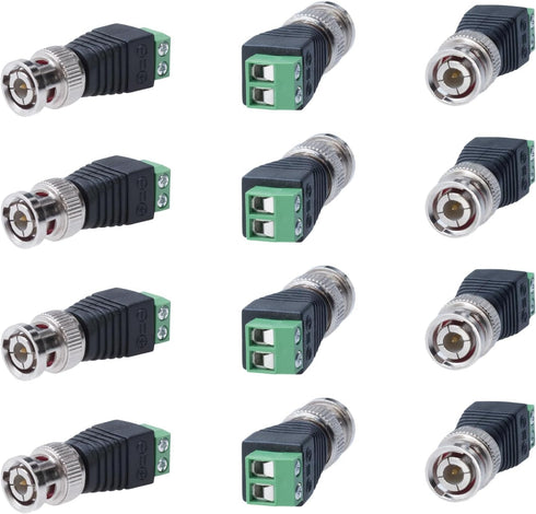 Cctv4Less BNC Male Balun Connector for Coax CAT5, CAT6, CAT7 to BNC Male and 2 Screw Camera Terminal Adapter - Reliable CCTV Surveillance Video Tr...