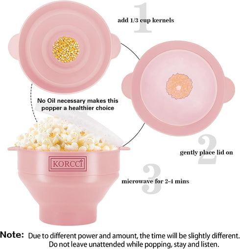 The Original Korcci Microwaveable Silicone Popcorn Popper, BPA Free Microwave Popcorn Popper, Collapsible Microwave Popcorn Maker Bowl, Use In Mic...