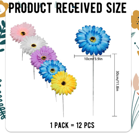 8 Pcs Daisy Garden Stakes Decor Metal Daisy Garden Stakes Iron Crafts, Hand Forged Plant Pick Water Proof Metal Flower Stick Décor for Patio, Lawn...