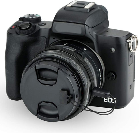 2-Pack 49mm Front Lens Cap Cover with Deluxe Cap Keeper for Canon EOS R100 R50 R10 with RF-S 18-45mm Kit Lens, for Canon EOS M50 M6 Mark II M5 M6 ...