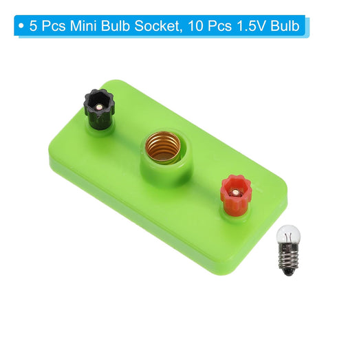 PATIKIL Bulb Socket with 1.5V Bulb, 5 Pcs Mini Bulb Holder Lamp Base DIY Light for Physics Laboratory Electrical Experiment Teaching Instruments L...