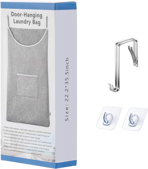 X-Large Hanging Laundry Hamper Bag, Door Hanging Hamper with Front Pocket Dirty Clothes Hanging Laundry Bag Large Size 35X22 inch Door Laundry Bas...