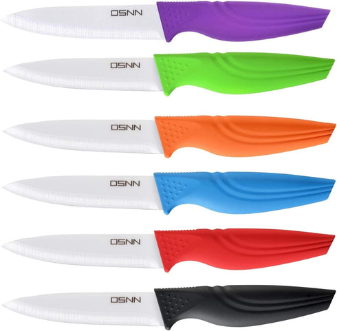 Steak Knives Set of 6 Muti-color Kitchen Ceramic Knife Set Sharp Outdoor BBQ Knife...