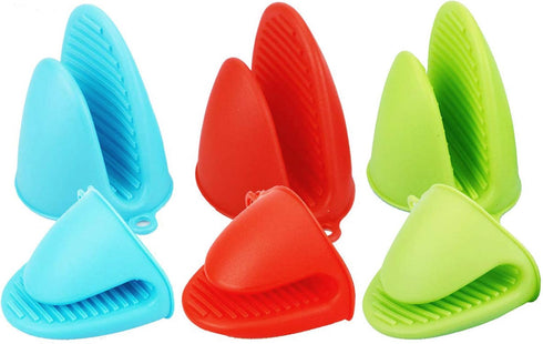 3 Pairs Mini Oven Mitts Gloves Silicone Heat Resistant Cooking Pinch Mitts Potholder for Kitchen Cooking & Baking (Red, Blue and Green)...