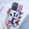 Compatible with Samsung Galaxy S20 Ultra Case Finger Grip,3D Embossed Pink Flowers White Shell Design, Rugged Shockproof Slim Fit Dual Layer Finge...