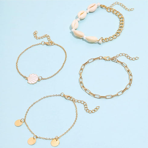Shell Anklet for Women Luminous Five-pointed Star Foot Chain Summer Bohemian Adjustable Ankle Bracele...