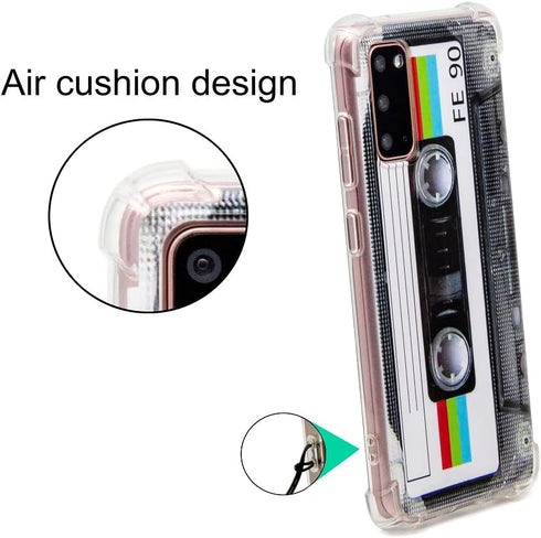 Case for Galaxy S20 with Reinforced Corners TPU Soft Bumper Retro Cassette Tape Case Compatible with Samsung Galaxy S20...