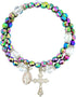 CB Acrylic Prayer Bead Rosary Wrap Bracelet with Miraculous Medal, 8 Inch...