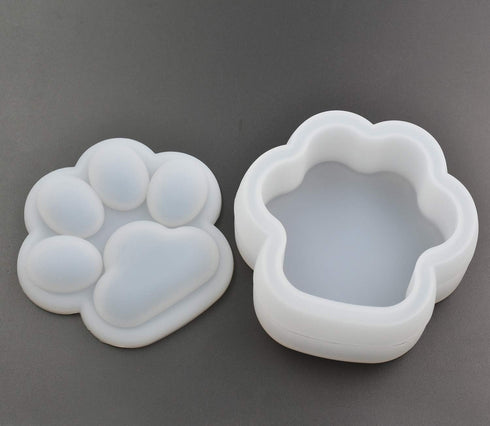 Cat Paw Shape Box Epoxy Mold DIY Resin Casting Cute Cat Paw Container Silicone Mold for Storage Small Stuff, Glossy...
