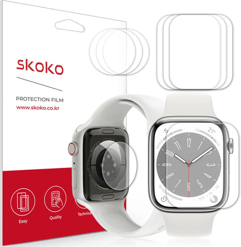 skoko [3+3 PCS Back & Screen Protector Skin Compatible with Apple Watch 41 / 40mm 9 8 7 6 5 4 SE2 SE, Full Coverage, Easy Installation, Flexible F...