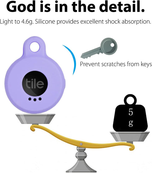 Silicone Case for Tile Sticker 2022 with Keychains, 2 Pack Anti-scratch Protective Cover with Carabiner (Pink/Purple)...