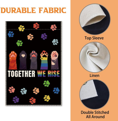 Together We Rise Lift Each Other Up Welcome Garden Flag Yard Outdoor Farmhouse Decorations Waterproof Double Sided Printing 12x18 In, LGBTQ Rights...