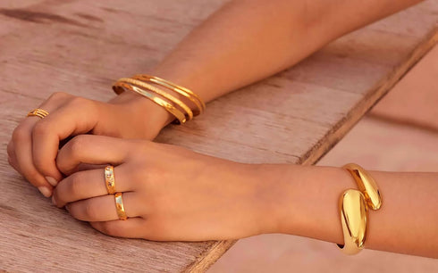 Gold Open Cuff Bracelet Opening Wide Wrist Cuff Bracelet Wide Gold Bangle Bracelet Open Bangles...
