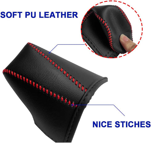 Gear Shift Knob Cover for Honda HRV/CRV 2023 Auto Leather Gear Shifter Knob Protector Trim for Honda Accord 2023-2018/ Civic 2022+ Accessories(Bla...