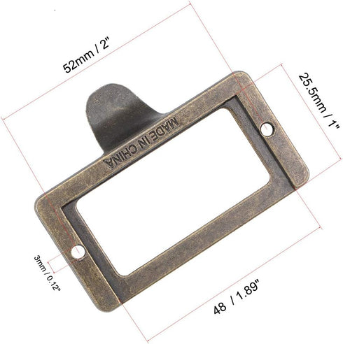 uxcell Label Holder Pull Handles, Vintage Zinc Alloy Label Frame Drawer Knobs for Cabinet Cupboard, Bronze Tone 59x31mm Pack of 2 w Screws...