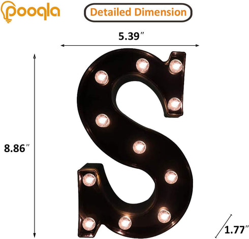 LED Illuminated Letter Marquee Signs - Alphabet Letters Lights for Wedding Birthday Party Christmas Night Light Lamp Home Bar Decoration (S - Blac...