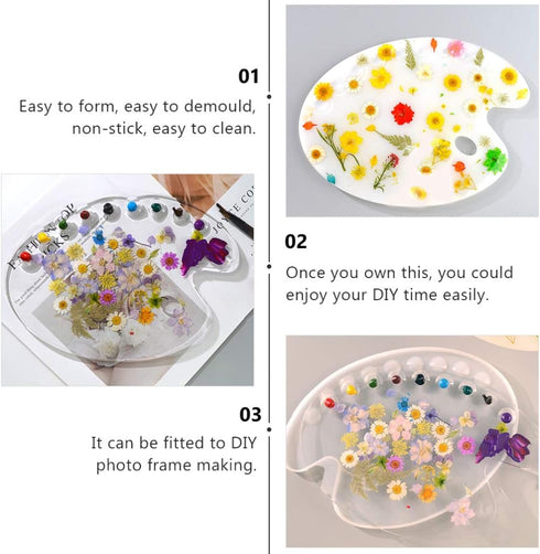 Healifty 1pc Silicone Artist Paint Palette Mold Color Palette Shaped Pattern Paint Tray Resin Mold DIY Handmade Drawing Palette Mold Making Mold f...