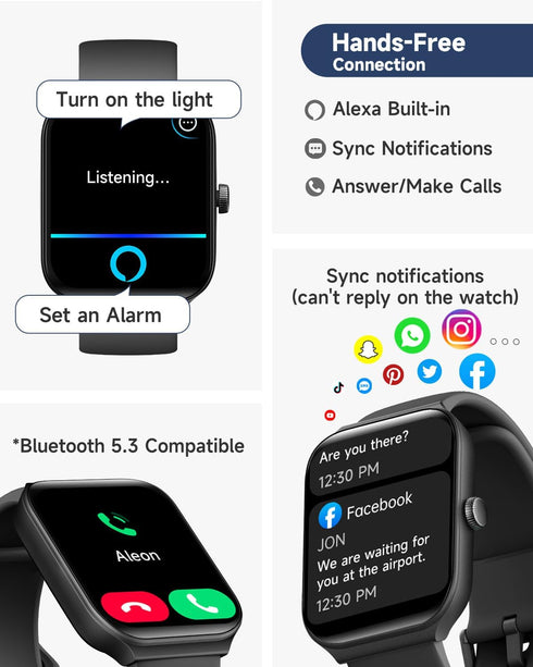 Smart Watch for Men Women Alexa Built-in, 1.95" Fitness Tracker with Answer/Make Calls, IP68 Waterproof/Heart Rate/Sleep Tracker/100 Sports, Fitne...