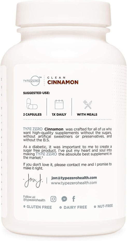 Type Zero Ceylon Cinnamon Capsules (1200mg | 120 Capsules) - Natural, Non-GMO, Gluten Free, Organic Cinnamon Supplement...