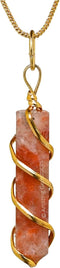 Sunstone Crystal Necklace Pendant For Women, Gold Wire Wrapped Dainty Minimalist Healing Crystal Necklaces For Men Kids Unisex Necklace Jewelry Wi...