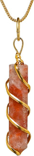 Sunstone Crystal Necklace Pendant For Women, Gold Wire Wrapped Dainty Minimalist Healing Crystal Necklaces For Men Kids Unisex Necklace Jewelry Wi...