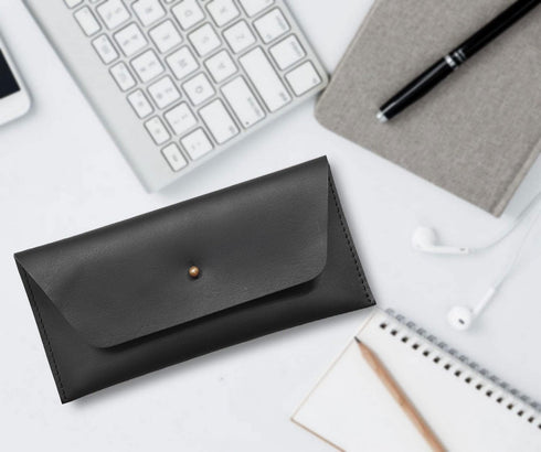 Succor Genuine-Leather-Cash-Envelopes-Retro-Clutch-Cash-Utility-Pouch-For-Men-Women-Minimalist-Design-Black...