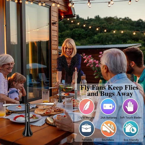 Nofly Pro Fly Fans for Tables 4 Pack for Outdoor or Indoors USB or Batteries Powered Fly Repellent Swatter Fan, Shoo Away Fly Bug Fan for Picnic, ...