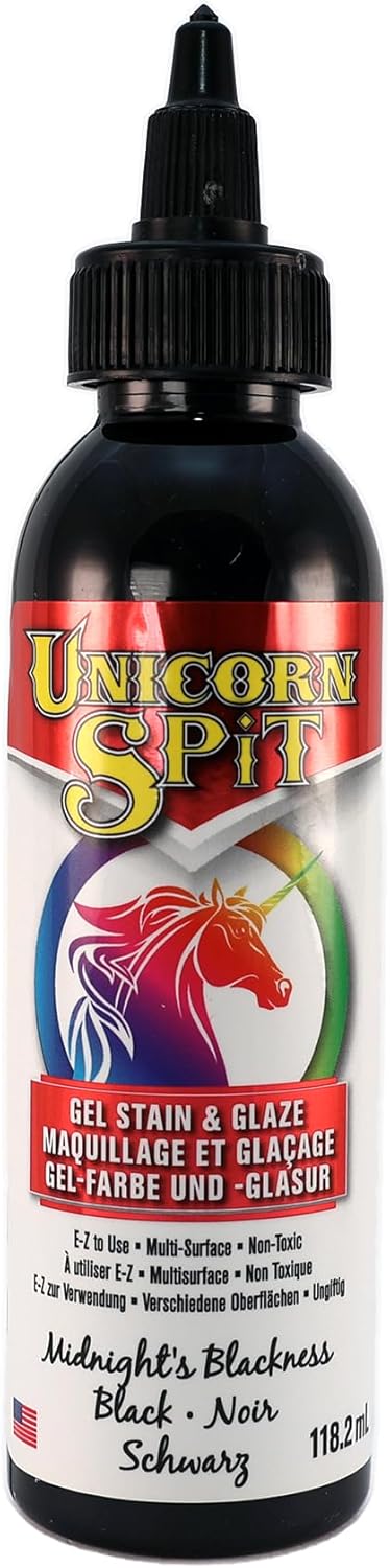 Unicorn SPiT 5770010 Gel Stain and Glaze, Midnight's Blackness 4.0 FL OZ Bottle...