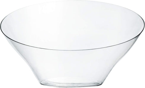 PLASTICPRO Disposable Angled Plastic Bowls Round Large Serving Bowl, Elegant for Party's, Snack, or Salad Bowl, Clear Pack of 4...