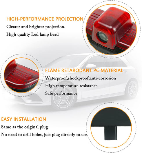 Car Led Door Logo Light Ground Courtesy Door Light Projector Compatible with C Class W204 C200 2008-2013 C230 C280 2008 C260 C300 2010-2013 Ghost ...